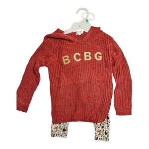 0427 NWT Girls BCBG Red Knit Hoodie 2-Piece Set